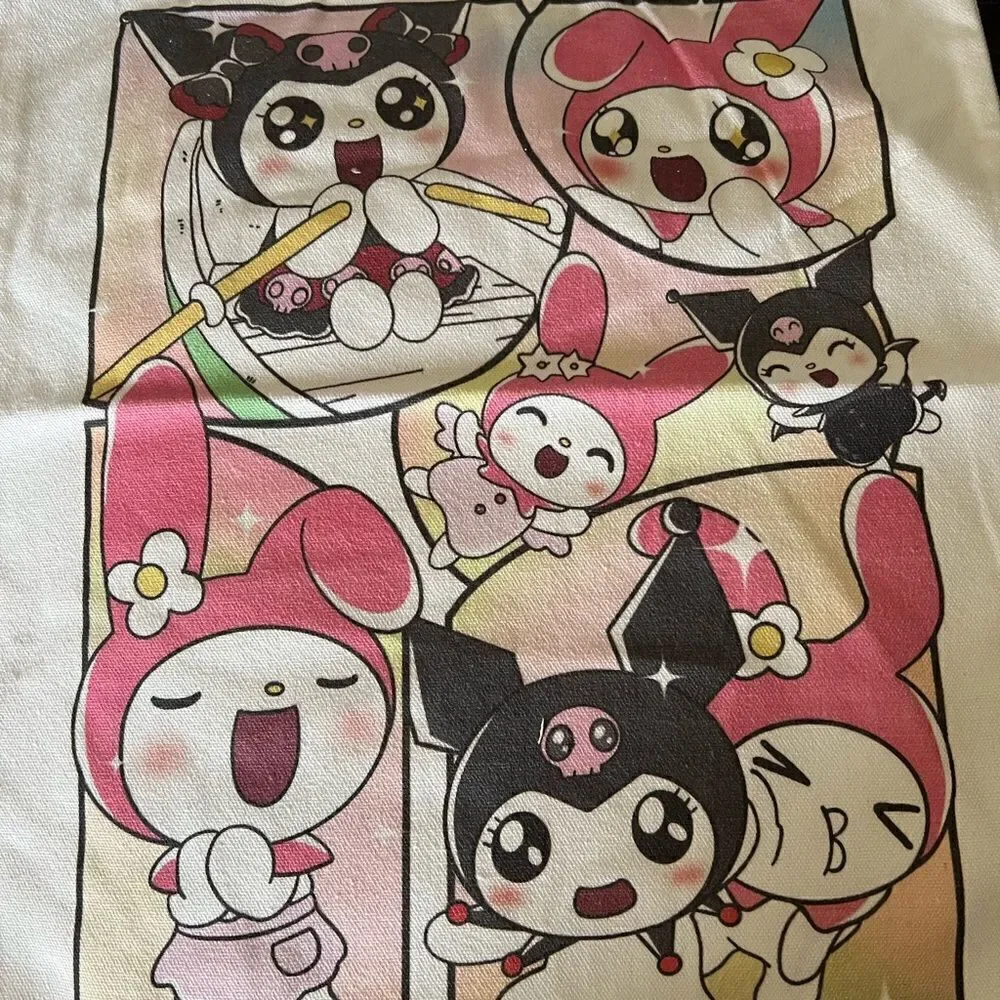 Kuromi/Melody Canvas Tote Bag